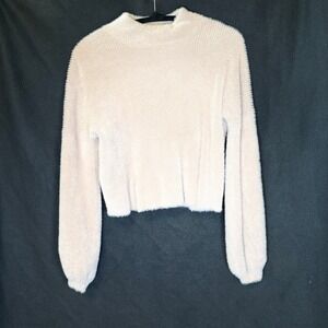 Truth by‎ Republic Oversized Fuzzy Knit Pullover Sweater Mock Neck Beige